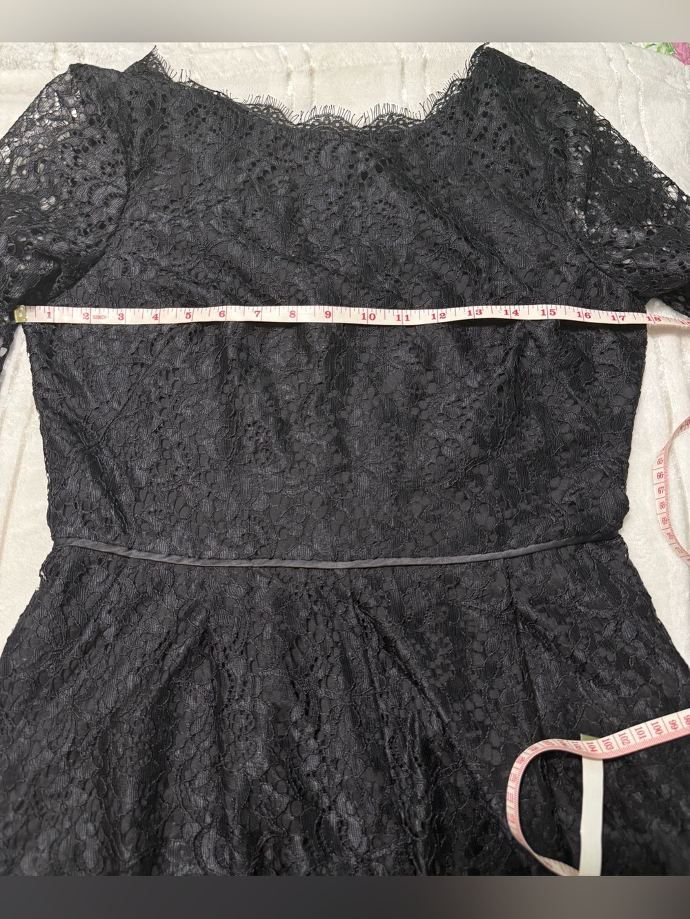 By Anthropologie Long-Sleeve Black Lace Romper with Pockets Size 10 NWT - Picture 14 of 15
